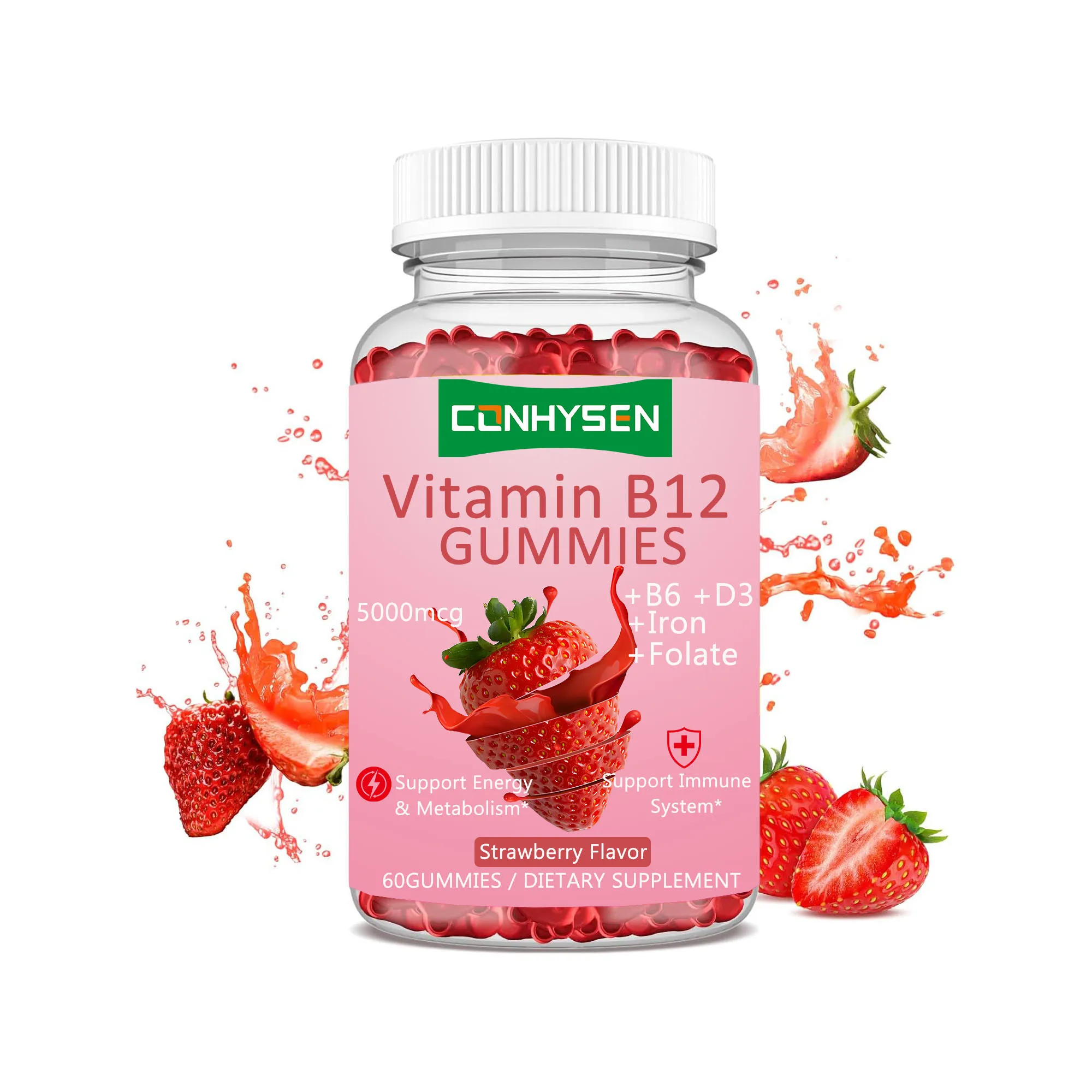 Витамин B12 Gummies без сахара железо с витамином 5000mcg поддержка иммунной системы