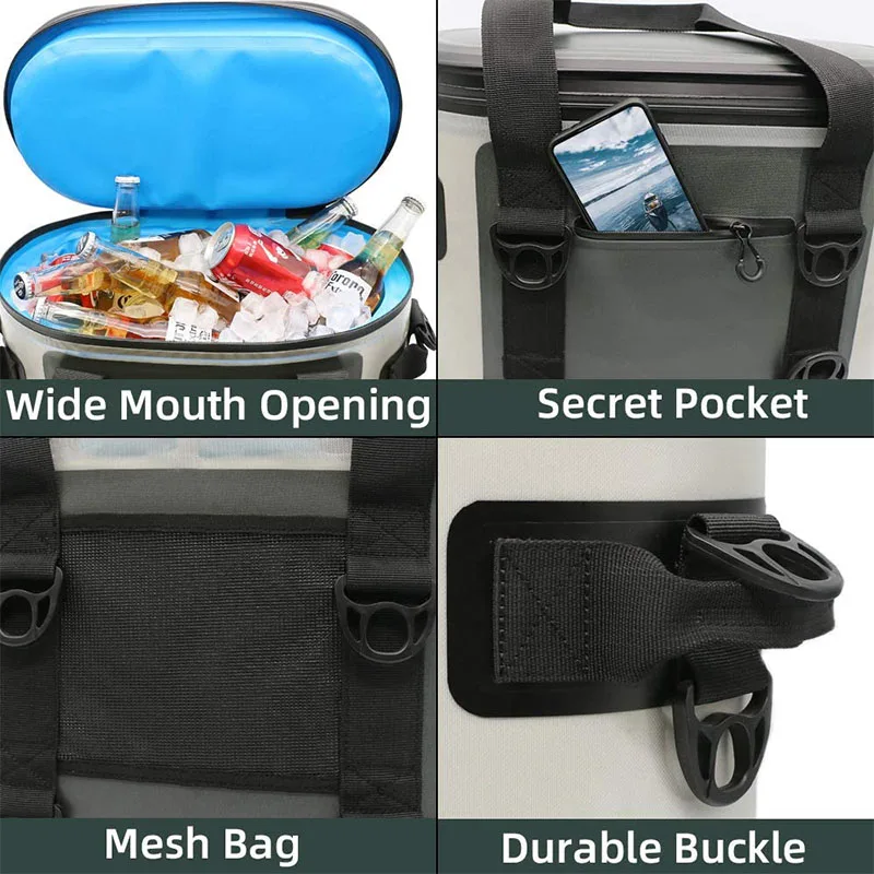 TPU Material Water Proof Picnic Built-in NBR Foam Insulated Cooler Storage Bag Multi-functional Camping Outdoor 20L Cub Food