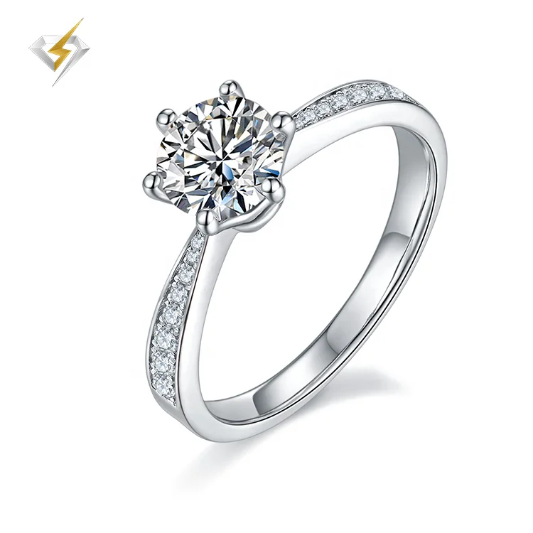 925 Sterling silver 1ct inexpensive brilliant vvs moissanite cushion diamond engagement rings