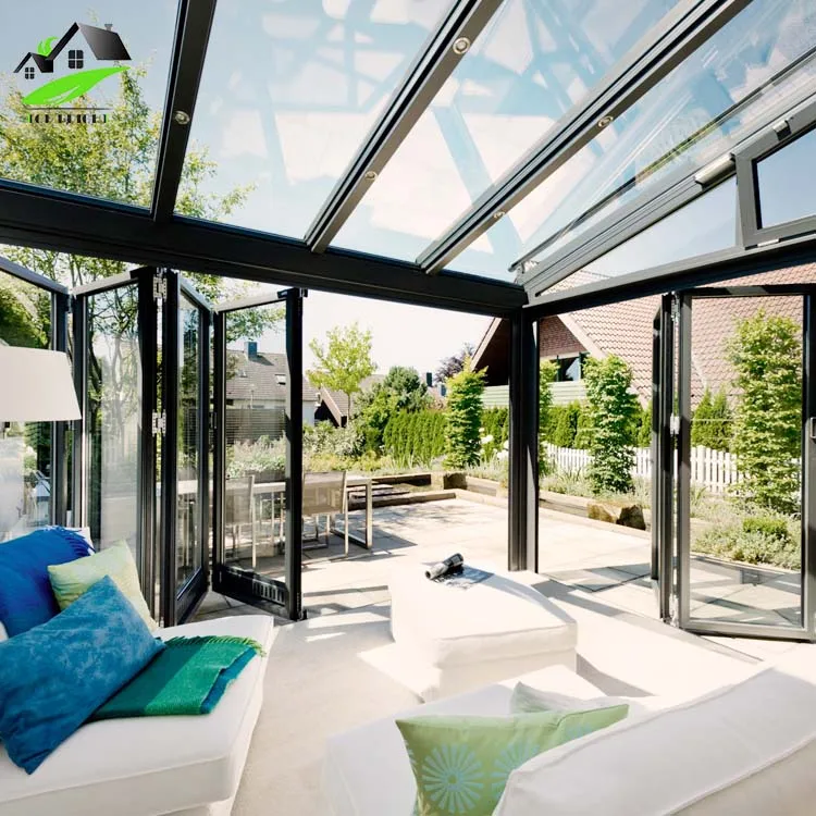 
Aluminum metal roof panels frame veranda glass sliding dividers aluminum door glass garden room 