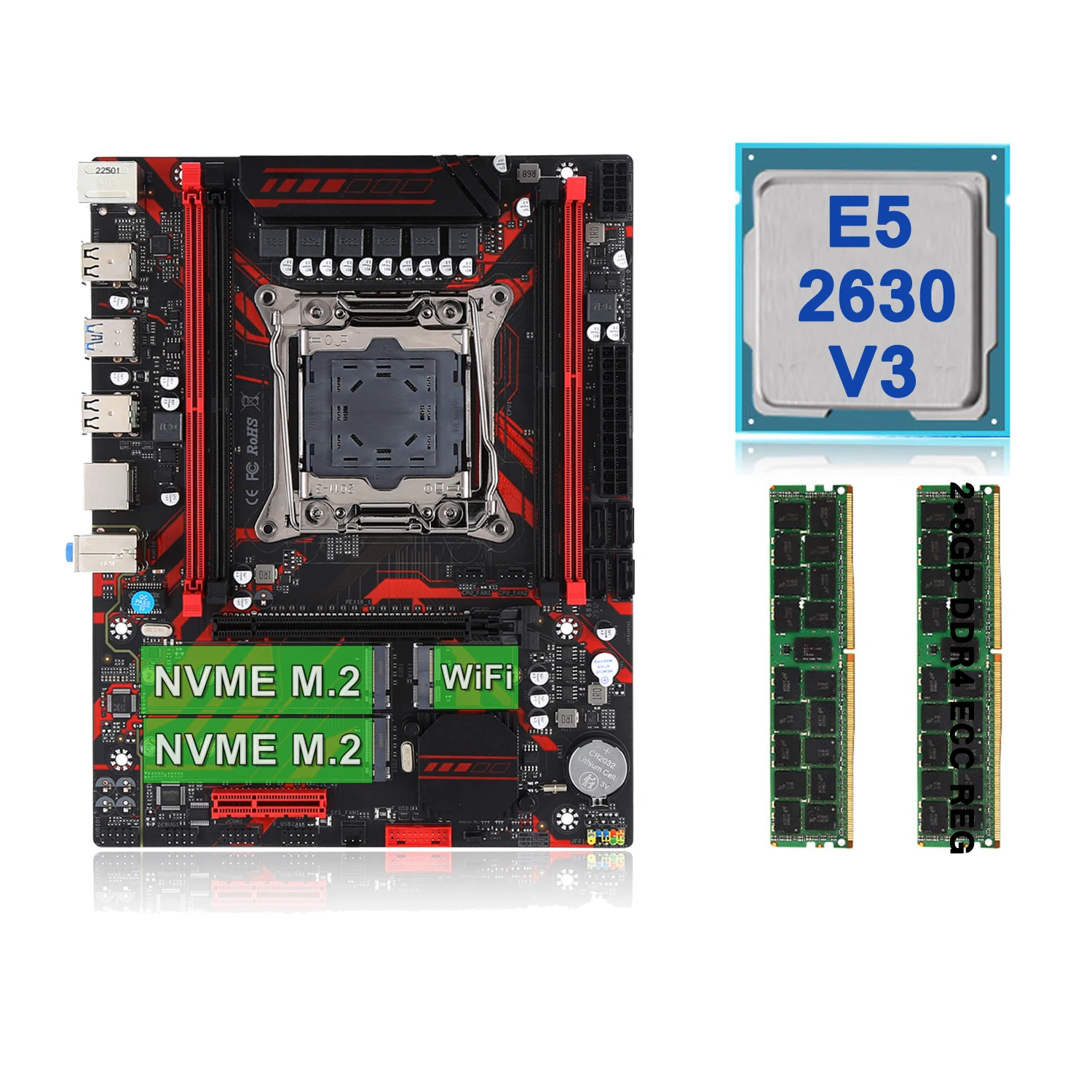 X99 Motherboard Kit: E5 2630V3 CPU + 16GB DDR4 ECC RAM, 4 Channels, LGA 2011-3 X99 Computer Motherboard
