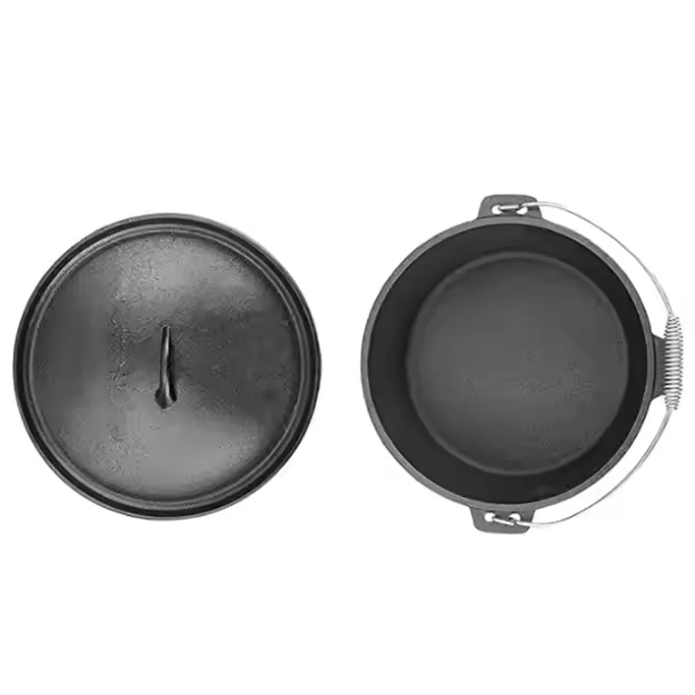 Cast Iron Dutch Oven with Enamel Coating Metal Lid Lifter & Storage Bag for Picnics for Camping