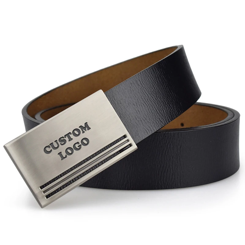 Hot Selling Fashion Men Belt PU leather Flat Buckle High Quality Leather Belt