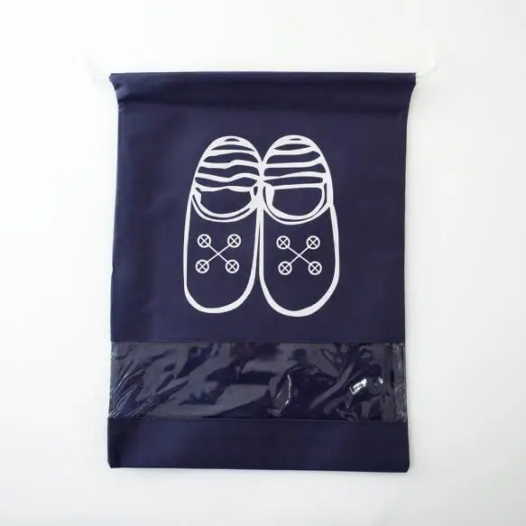 Alibaba wholesale fashional Travel and business purpose only non woven PVC window drawstring shoe bag