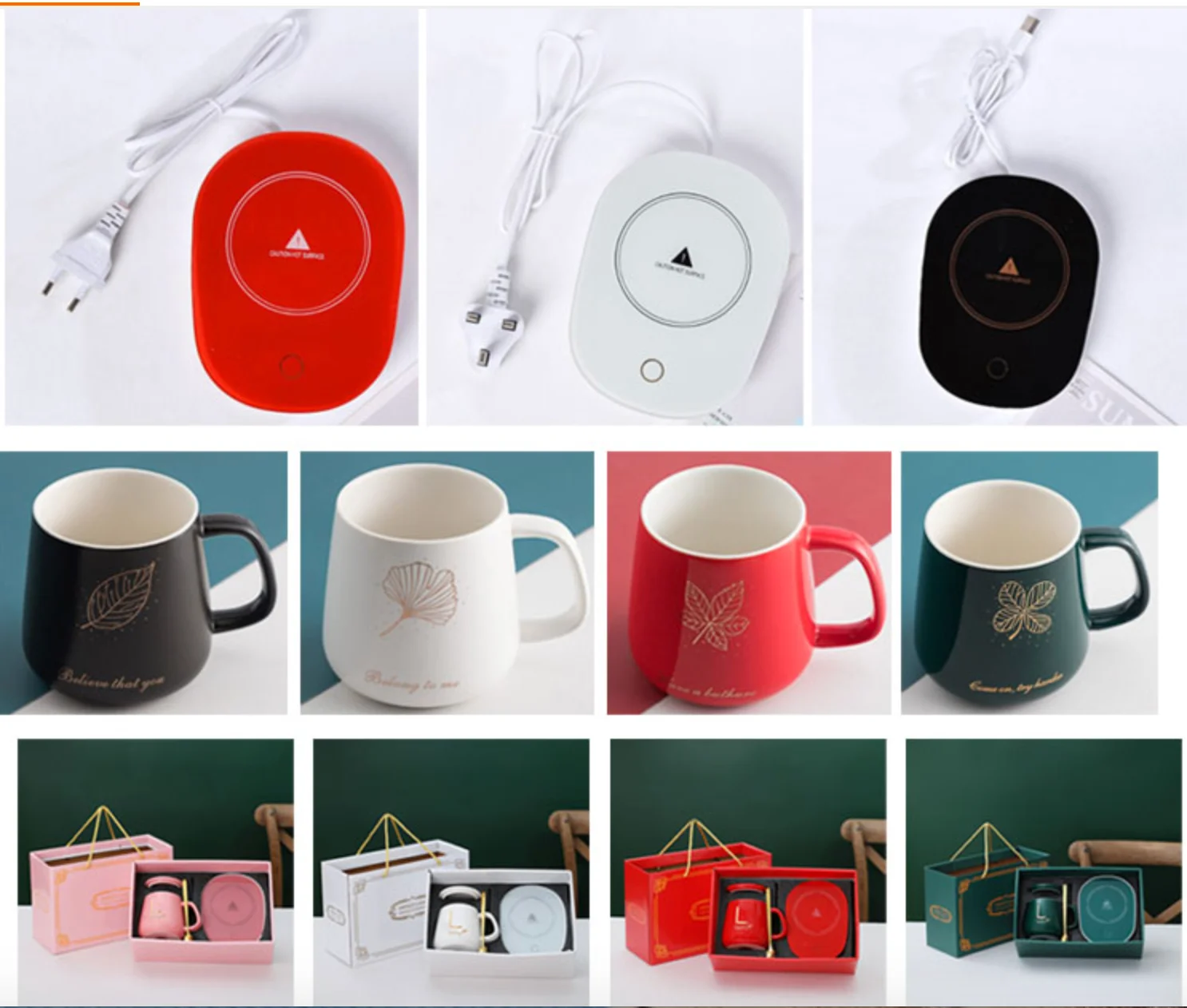 Manufacturers Wholesale 55 Degrees Thermostatic Custom Porcelain Coffee Tea Cups Gift Set Ceramics Usb Charging Smart Heated Mug