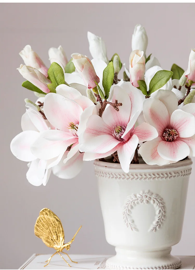 Factory direct sell artificial flowers branch single stem real touch silk flower magnolia for centerpieces arrangements