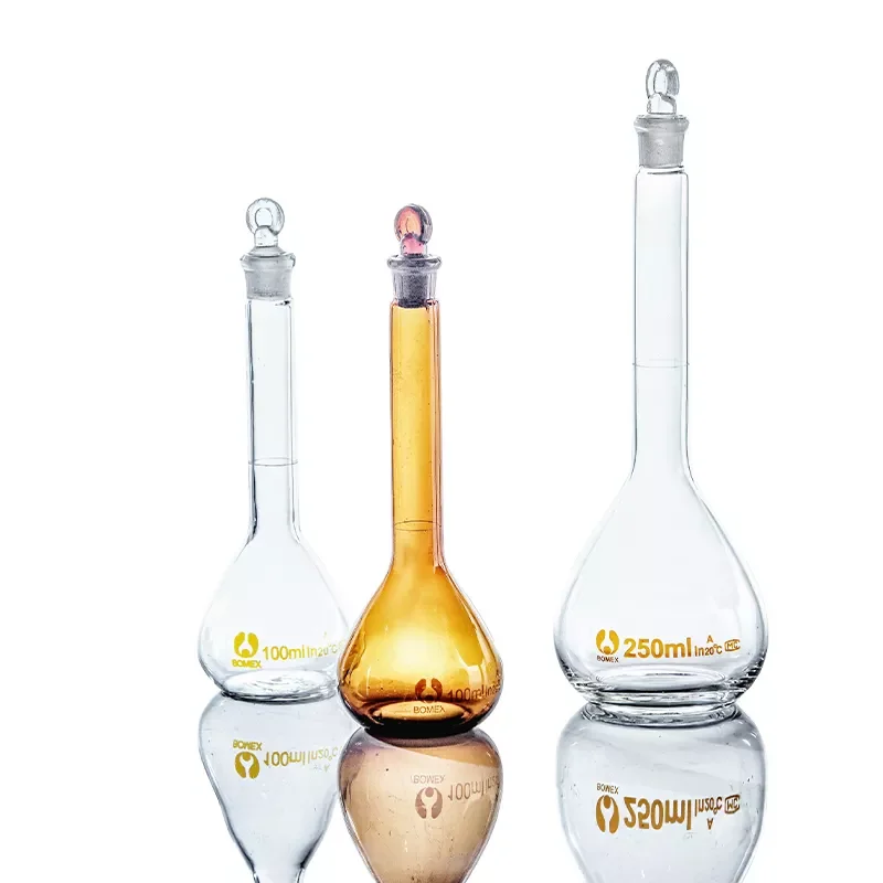 Lab Glassware Volumetric Flask with Ground-in Glass Stopper or Plastic Stopper