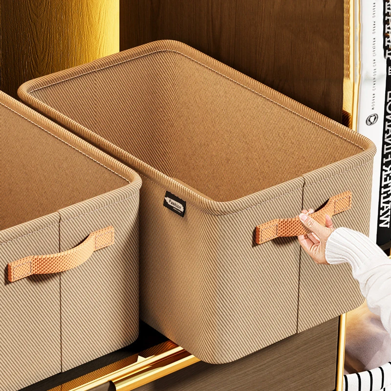 Hot Selling Non-woven clothes organizer closet storage steel frame home wardrobe organizer basket storage box with handles
