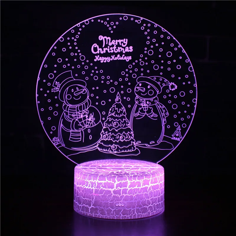 Night light Christmas 3D nightlight series LED remote control touch crack Eve