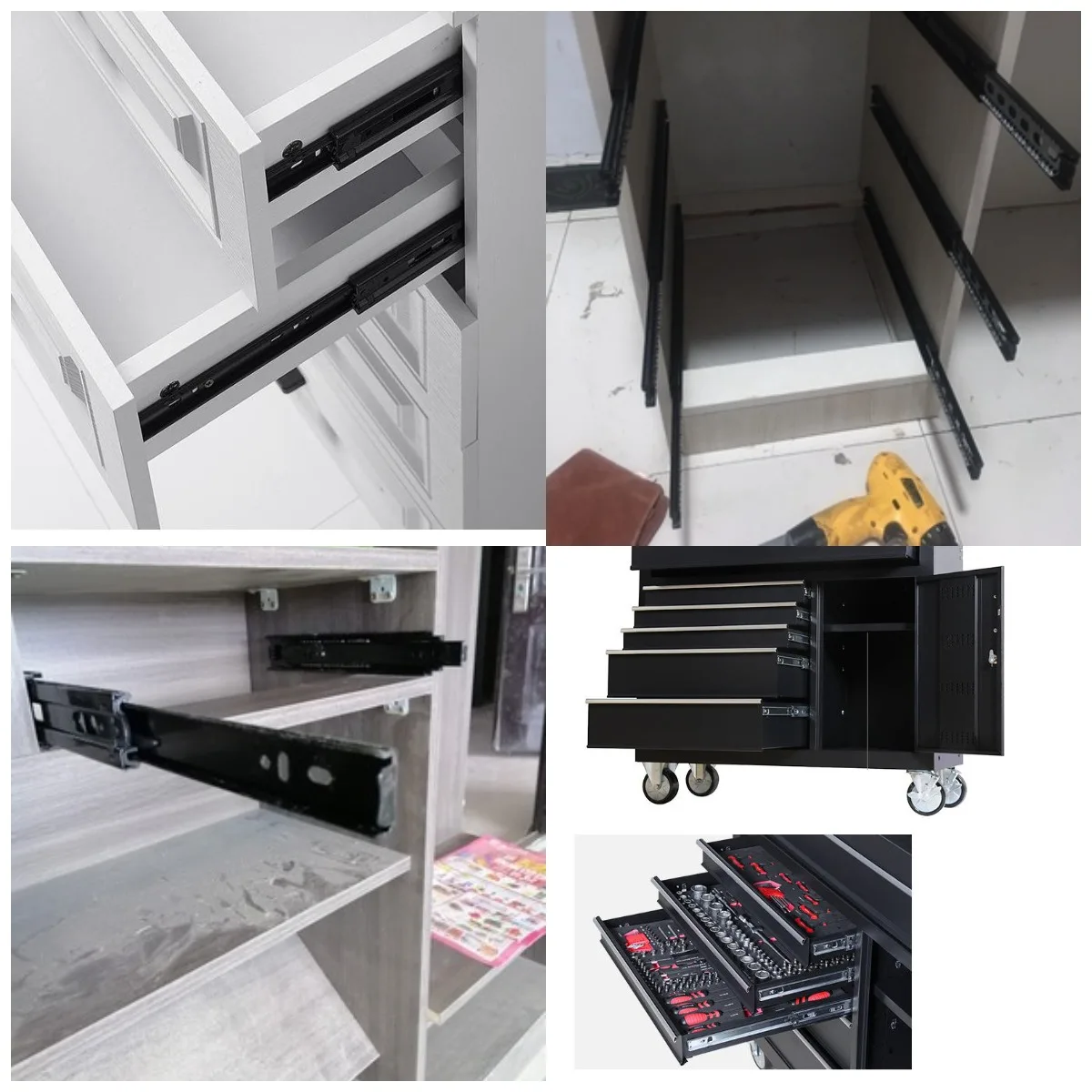 SNEIDA 45 Mm Manufacturing Soft Close Telescopic Slide Push Open Full Extension Channel Rails Ball Bearing Cabinet Drawer Slides