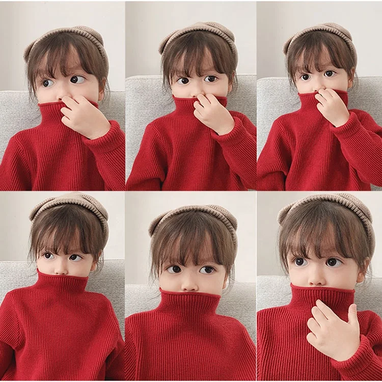 
5727 Quickly delivery suppliergirl kids clothing girls high collar sweaters 