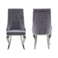 Modern luxury home furniture dinning room chairs stainless steel legs velvet fabric dining chairs