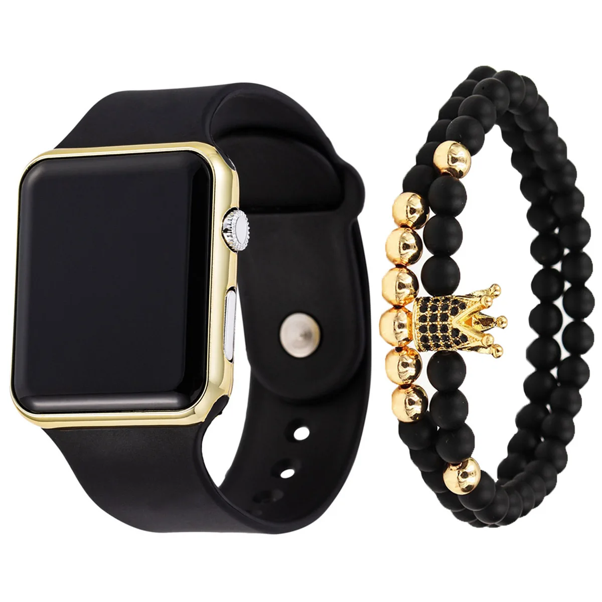 Smart Watch Men Wristwatches Smartwatch Electronic Clock Beads Crown Watch Bracelet Sets