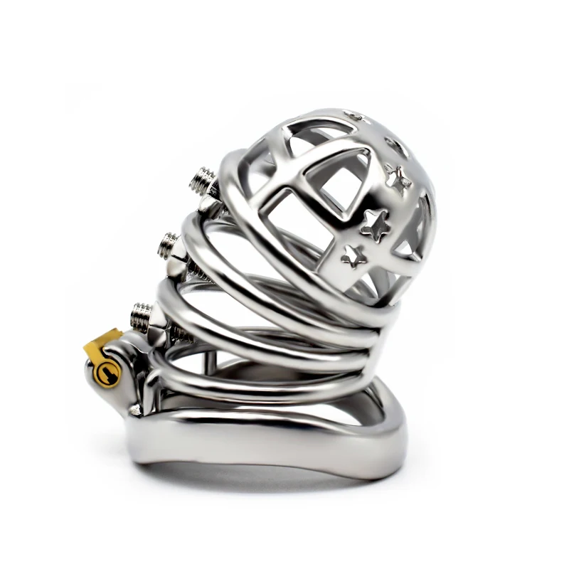 FRRK metal chastity cage with screw penis lock male chastity device spiked cock cage penis lock sex toys for men
