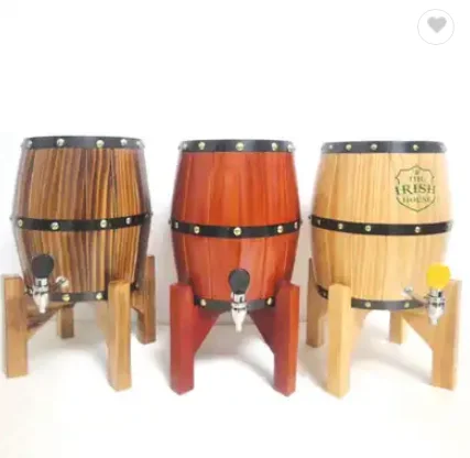 Solid Wood Wine Barrel Stainless Steel Liner Lid 5L Capacity Milk Beer Liquids Food Pack Available 3L Version Iron Paper