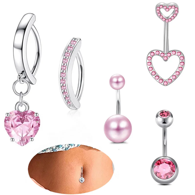 Jewelry Womens Body Jewelry Navel Ring Set Wholesale Stainless Steel New Fashion Silver Zinc Alloy Yiwu Zircon Body Jewellery