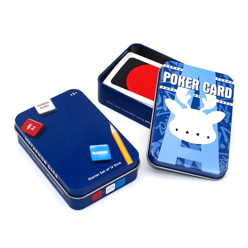 custom digital Printing logo tarot cards packaging tin box luxury playing cards tin case