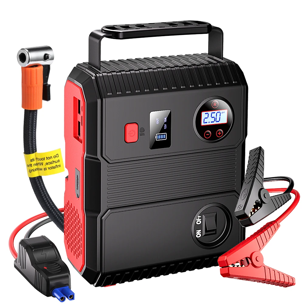 Oem 2023 Multi-Function Powerbank Car Jump Starter Power Bank Air Compressor 24000Mah Car Jump Starter Inflatable Tyre