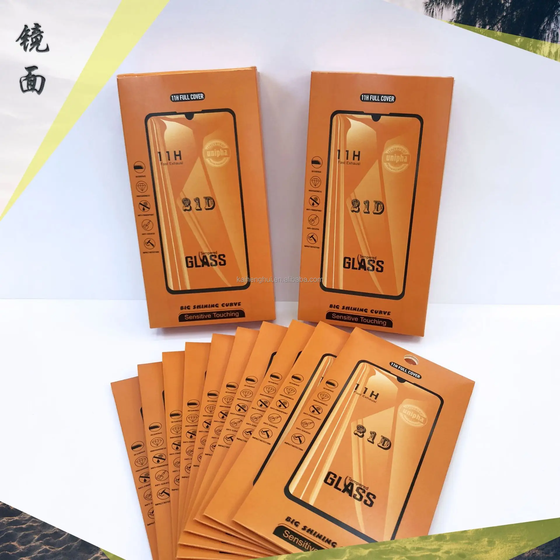 Cheap  Price  Natural 21D  10IN1 Retail  Paper Box Tempered Glass Screen Protector Packaging Boxes for Cellphone Packing