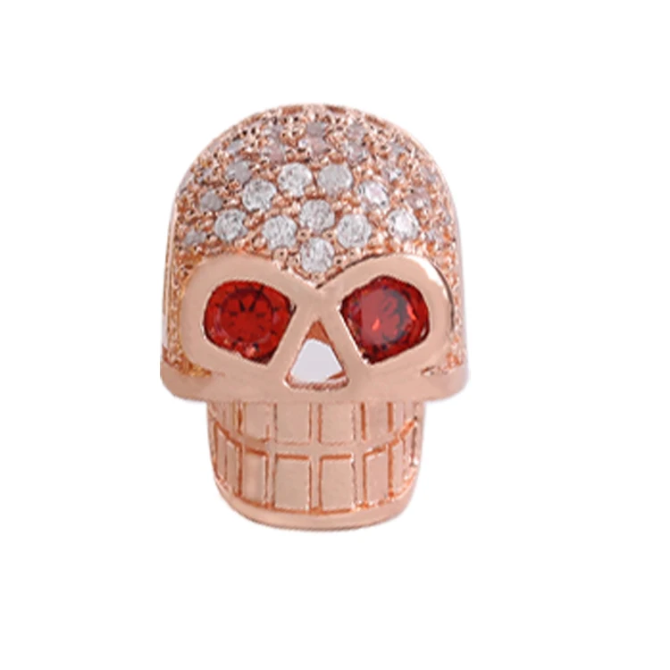 Cubic Zircon Beads  Skull Head Red Eye Beads  Bracelet Accessories  Necklace Beads  Earrings Material Charms For Jewelry Making