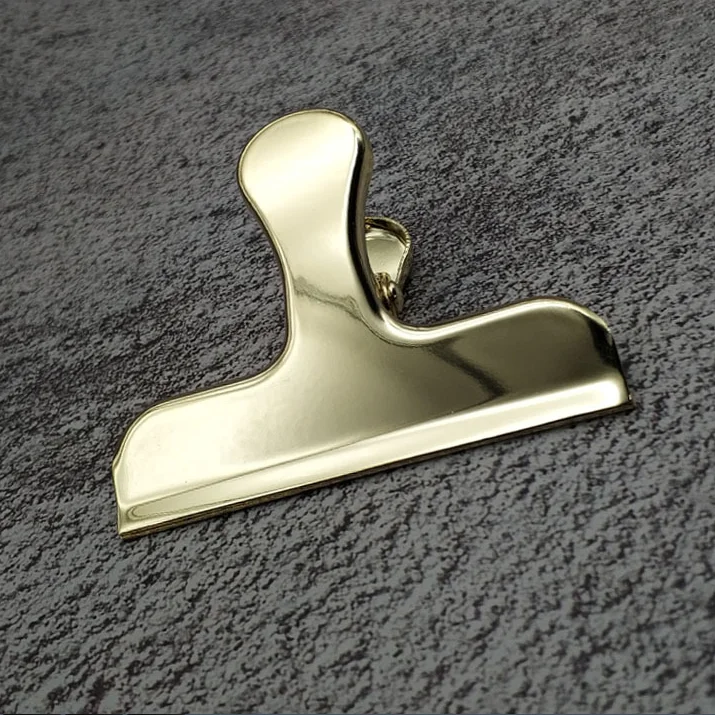 Nordic style gold metal plated brass clip hand account swing bill clip ins wind seal mouth long tail clip