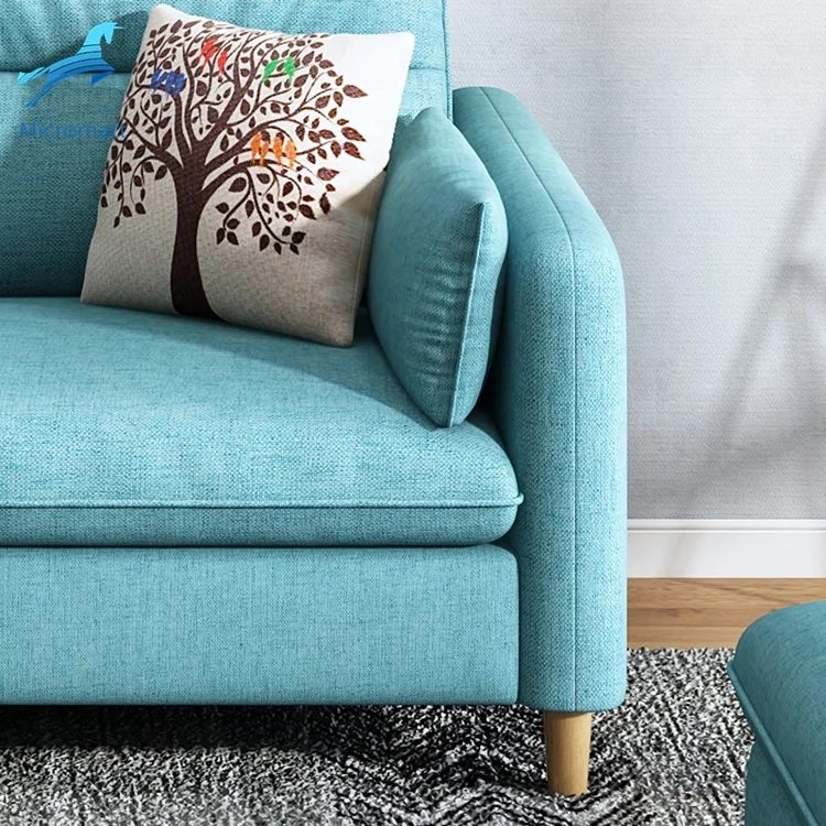 Factory Direct Supply 2020 New Style Comfortable Blue Color Living Furniture Double Wood Sofa