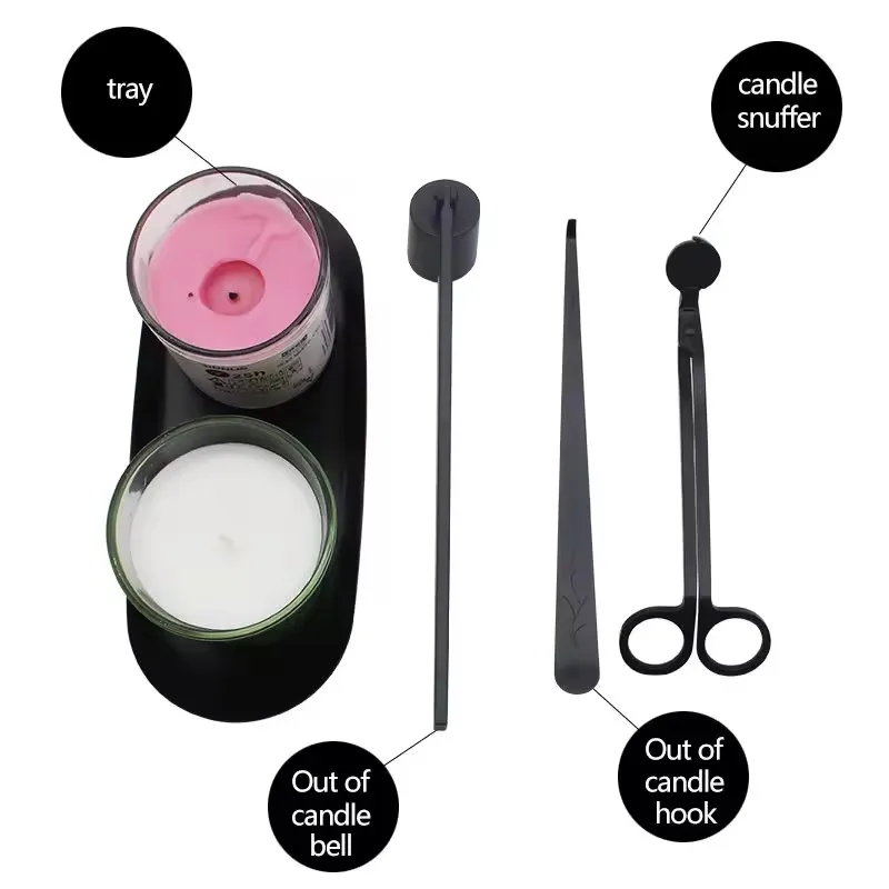 Wholesale Industrial Grade Black Candle Wick Care Kit Set Stainless Steel Blade Candle Accessories Wick Trimmer Scissors OEM
