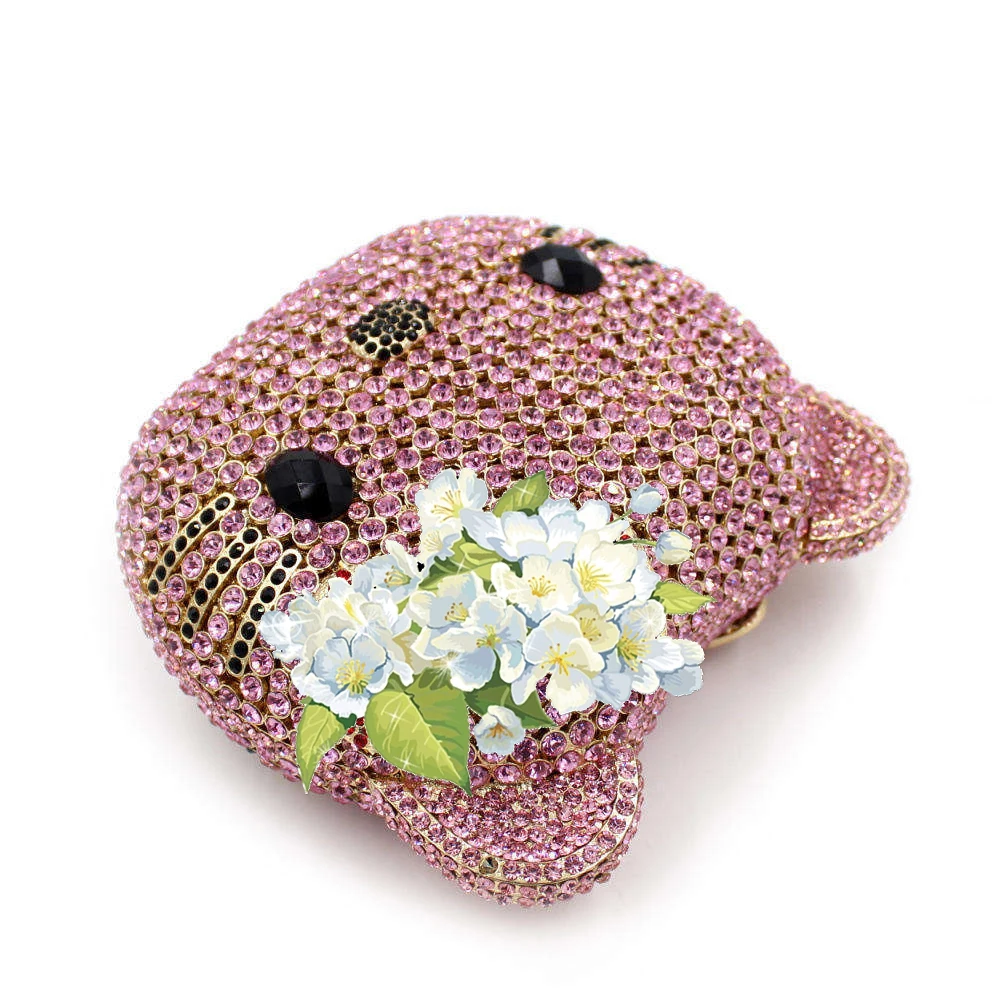 Factory Direct Sale Wedding Cute Bag Rhinestone Diamond Cat Shape Clutch Ladies Evening Bags