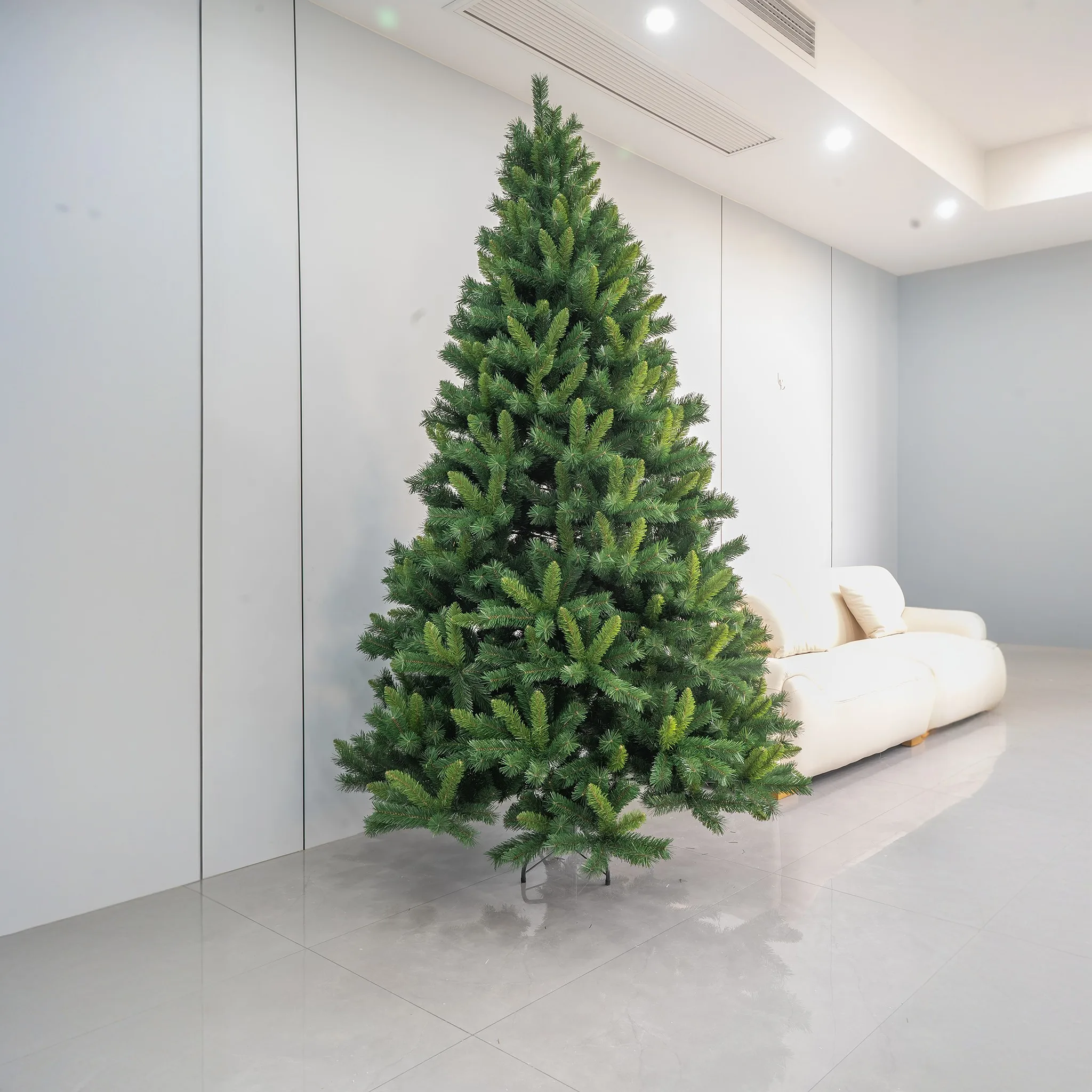 Premium Best Seller Outdoor Giant Artificial 6/7.5FT Christmas Tree With Pre-Lit Tinsel and Green Ornaments