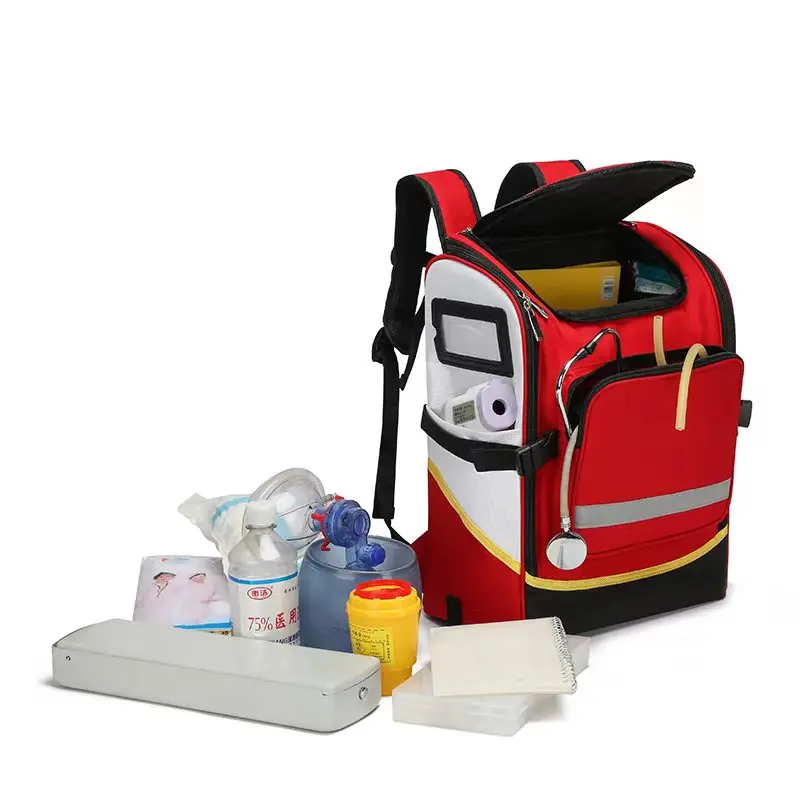 BSCI Health Nurse Medical Backpack Bag Emergency First Aid Kit Storage Bag With Detachable Interlayers Sac A Dos for Community