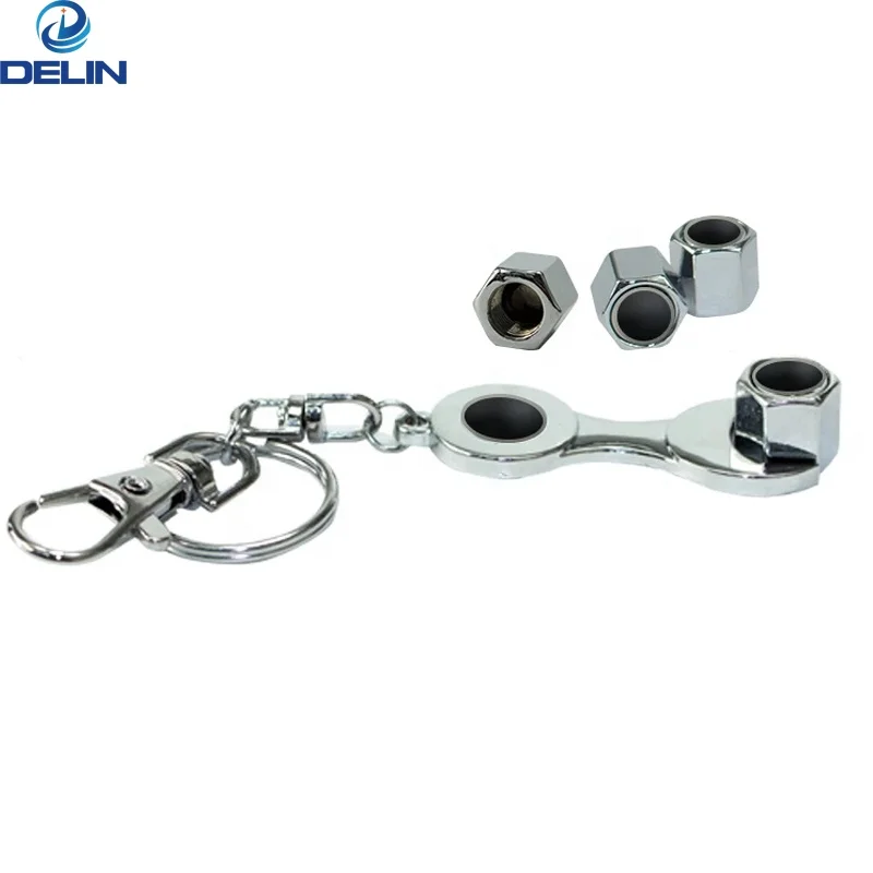 Universal Stem Covers for Cars SUVs with wrench keychain custom car logo key chain tire valve stem caps