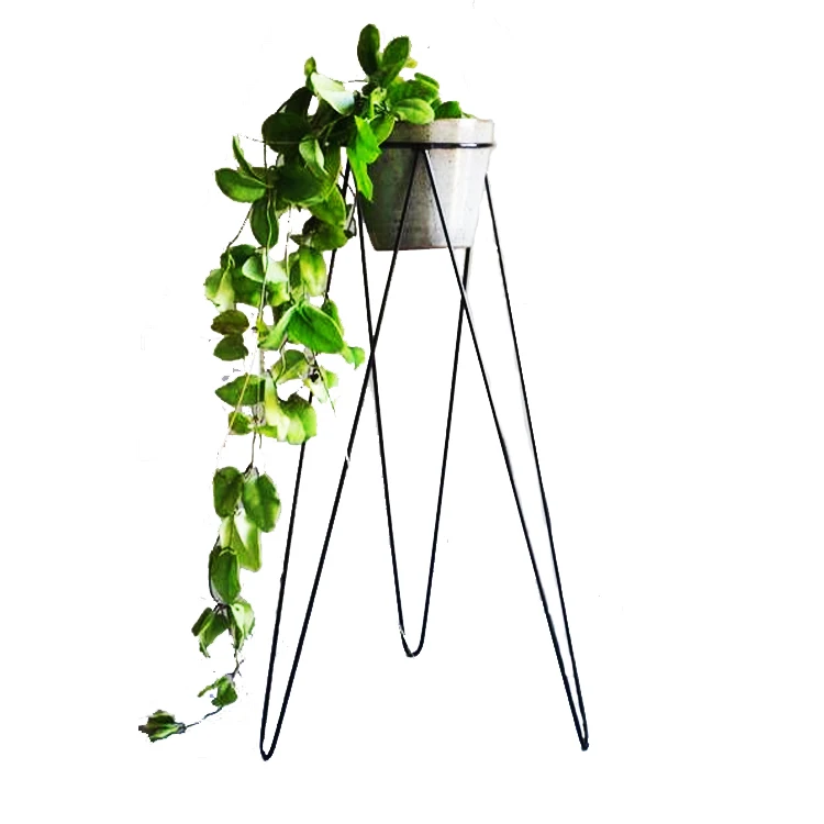 Tall Floor Garden Iron Flower Pot Stand With Triangular Base