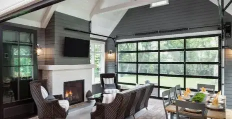 transparent sectional single sliding frosted glass garage door