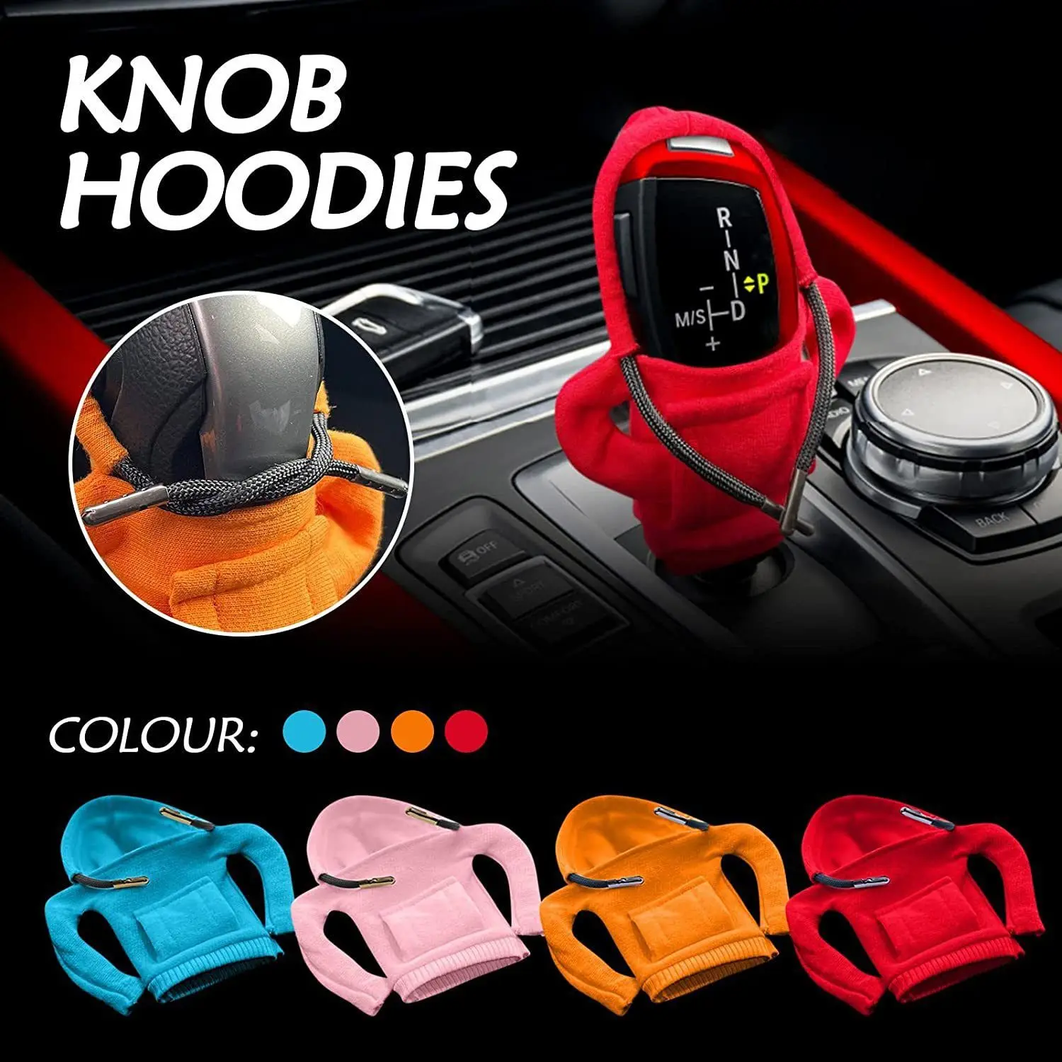 Universal Gear Shift Knob Cover Gear Shift Grip Handle Knob Creativity Hoodie Sweatshirt Nonslip Handle Cover Car Decoration