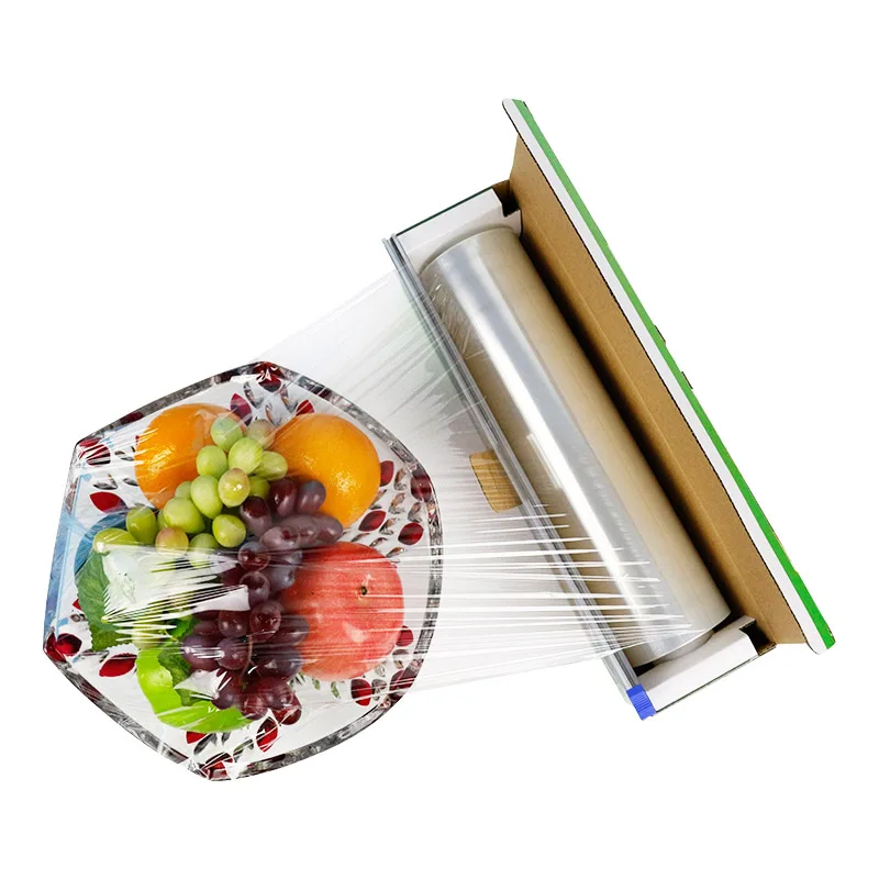 
food grade kitchen slider cutter LLDPE material food grade cling film PE wrap filmi PE cling wrap 