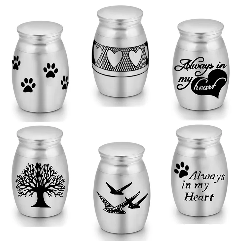 Pet Urn stainless steel Memorial Keepsake Urns Animal box Souvenir Bottle tree for Cat Dogs Ashes Funeral Pet Casket & Urns