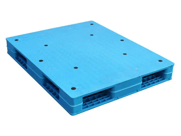 Reusable for warehouse rack storage usage 4-way double faced flat heavy duty industrial plastic pallets