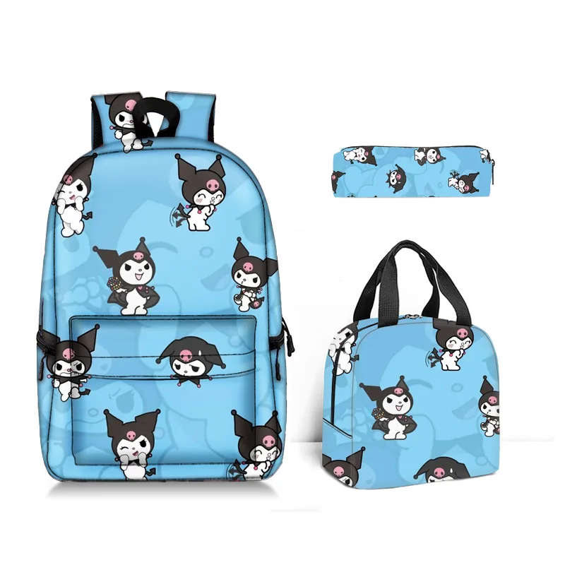 Kawaii Sanrioed students schoolbag Kuromi three-piece set Backpack My melody Large Capacity Student Schoolbag YY104