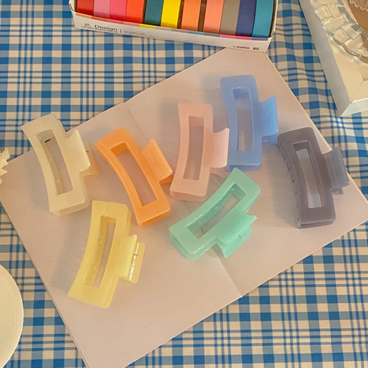 Custom cellulose high quality acetate hair claw clips wholesale rectangle fashion shark clip for women thick hair