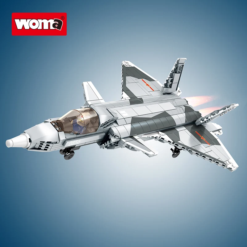 WOMA TOYS Enlighten Educational Star Sky Fighter Military WW2 Airplane Model Building Block Set Diy Bricks Juguet
