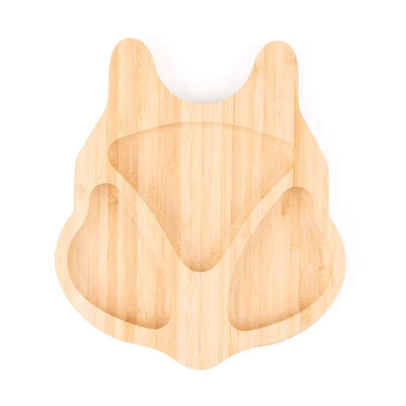 Высококачественная бамбуковая посуда для детей, детская бамбуковая тарелка в форме лисы, обезьяны, медведя, собаки