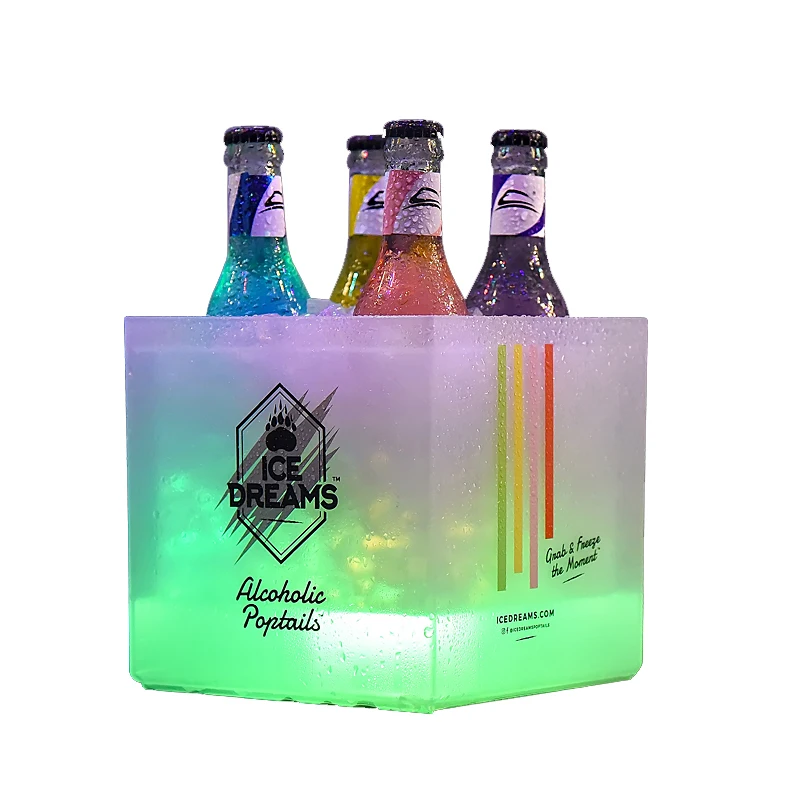 blue light up LED ice bucket cooler ice box