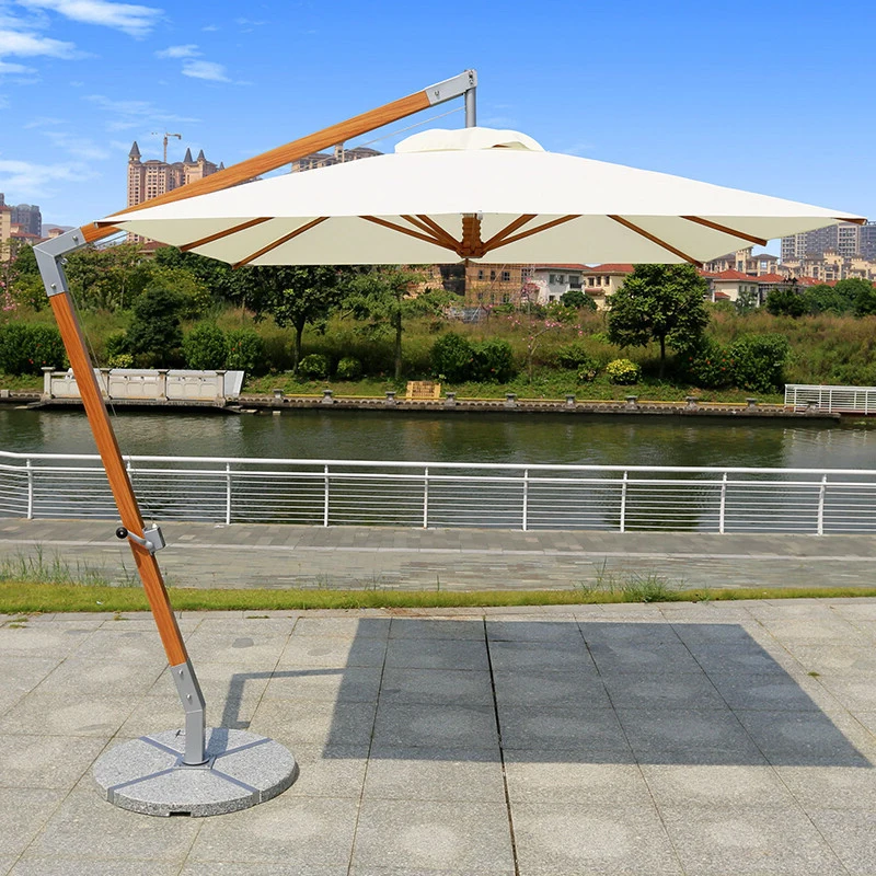 FEAMONT Luxury Design Garden Big Square Wooden Hanging cantilever Umbrella