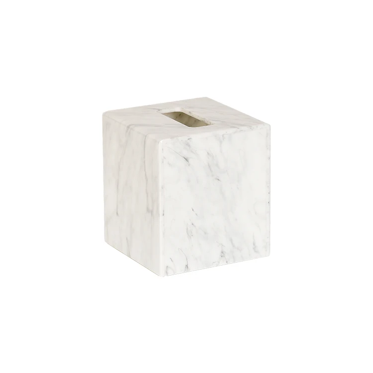 New design white tissue holder for hotels acrylic marble style tissue boxes