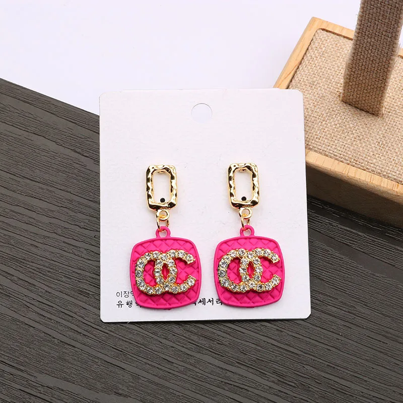 
2021 New Fashionable designer earrings popular brands Letter And Pave Diamond channel earrings Drop Earrings Women Jewelry 