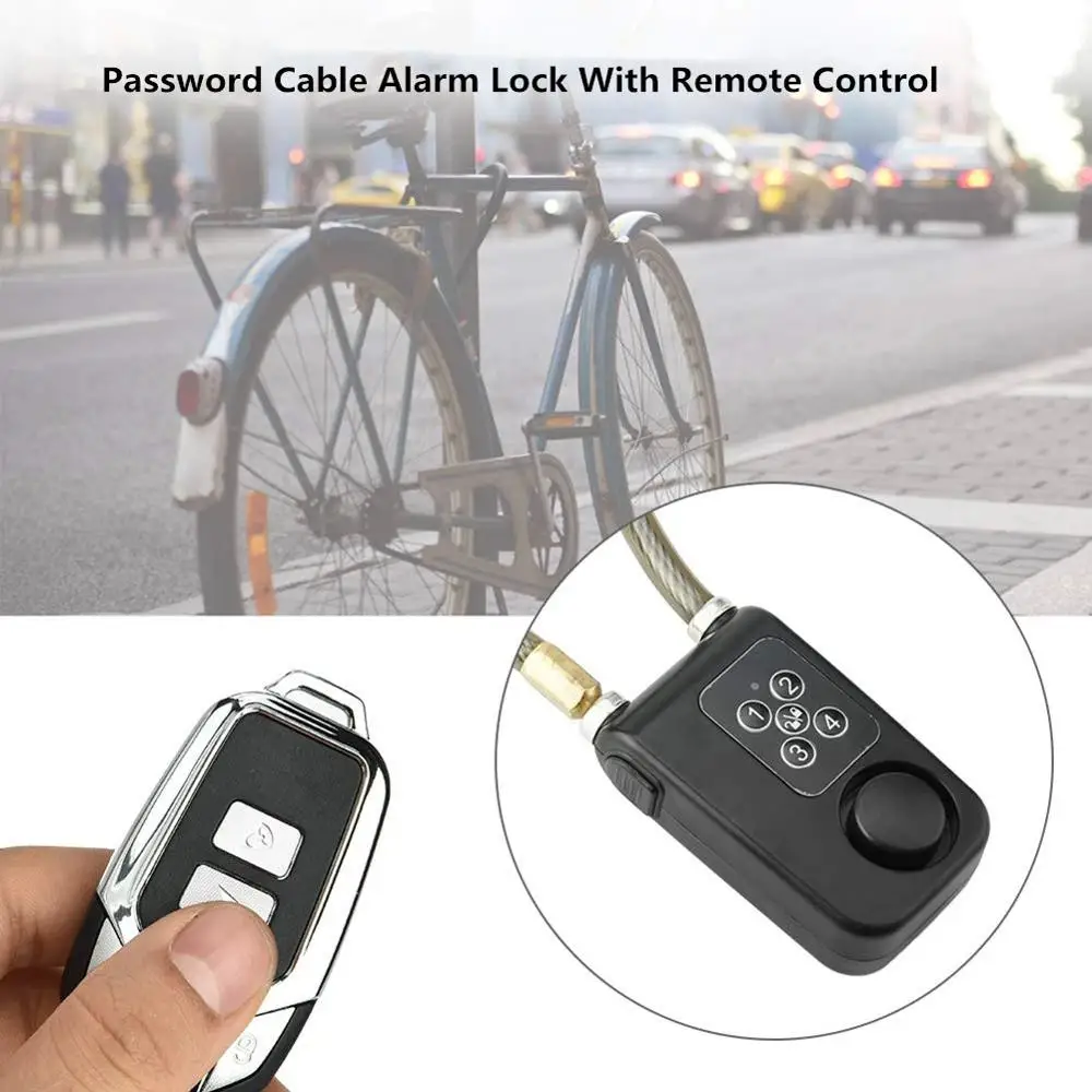 bicycle security outdoor waterproof remote control siren padlock L scooter bike cable alarm lock