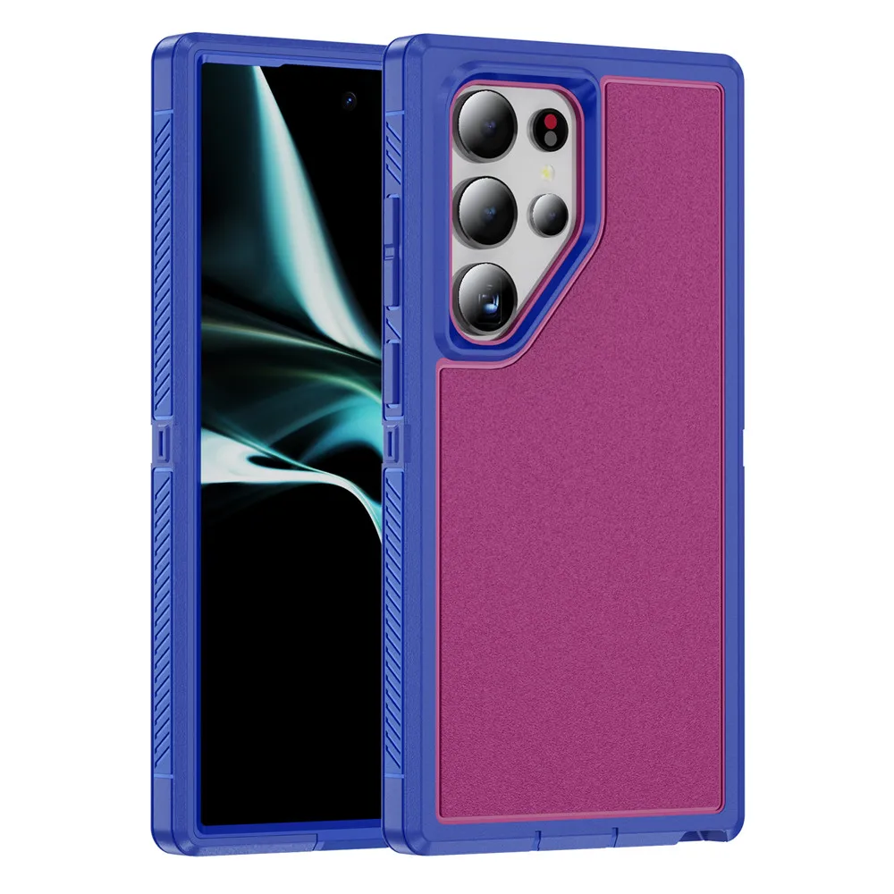 3 in 1 Frosted PC Back Armor Mobile Phone Case 360 Cover Protective Phone Case For Samsung Galaxy S22 S23 S24 ultra