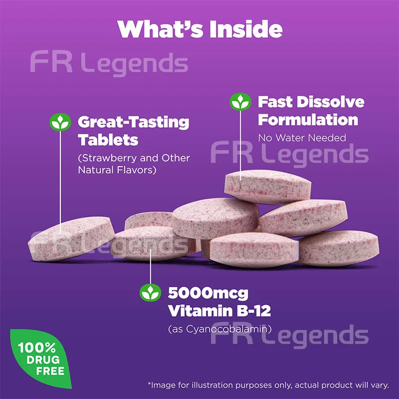 Factory Price Vitamin B12 Supplement Supports Energy Healthy Nervous System Strawberry Flavor Vitamin Tablets