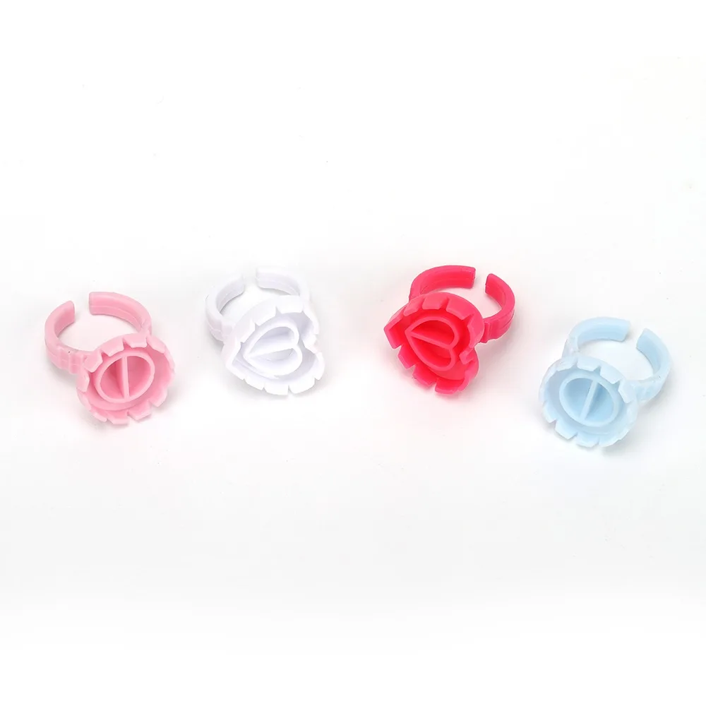 Wholesale Eyelash Glue Holder 100pcs/pack Plastic Disposable Eyelash Extension Glue Heart Shape Plastic Eyelash Glue Ring
