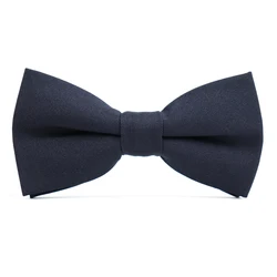 Wholesale Easy-Wear Polyester Woven Jacquard Security Clip On Bow Tie Cheap Navy Blue Plain Custom Bow Ties